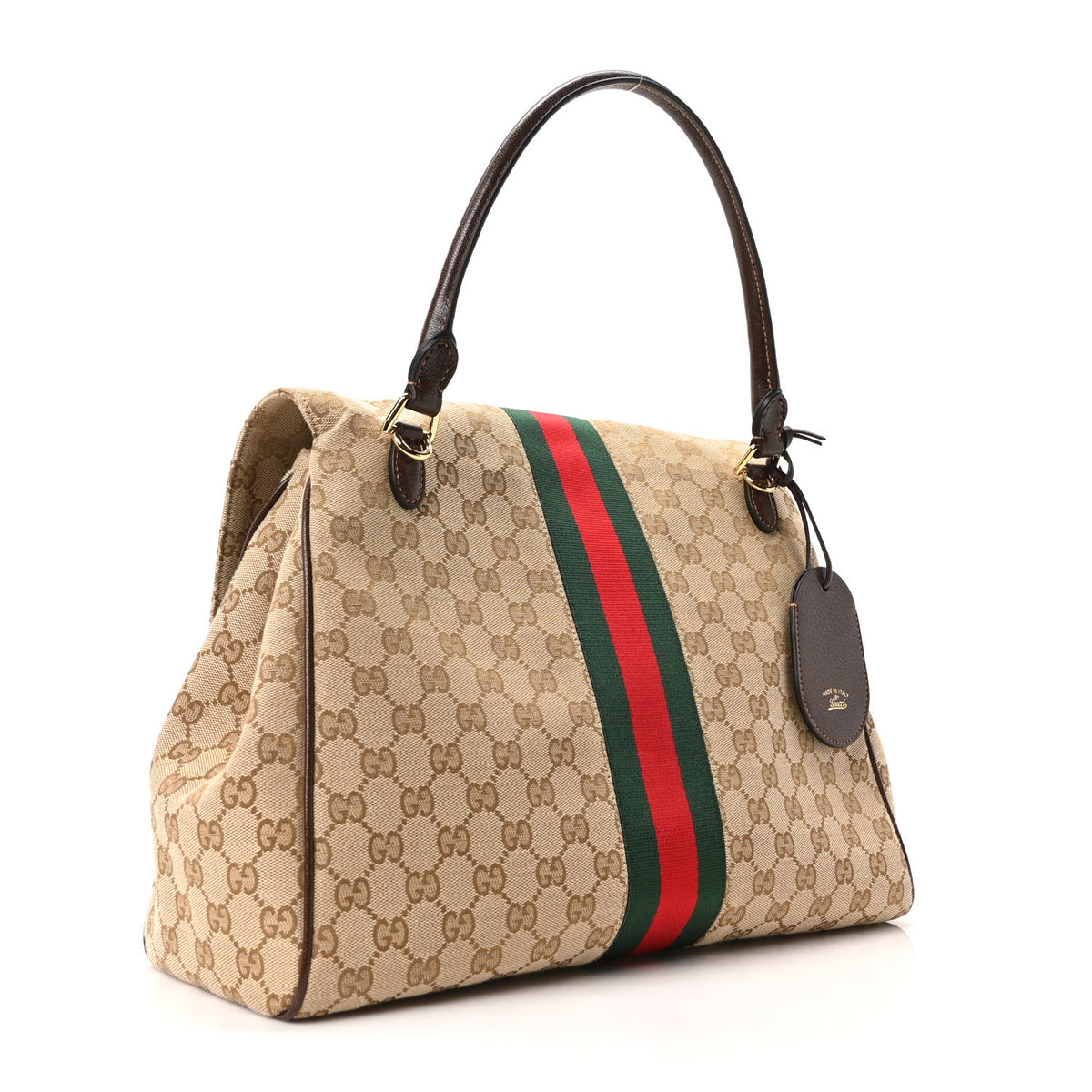 Gucci GG Monogram Web Large Paparazzo Top Handle Bag Sand Brown 3 of 10