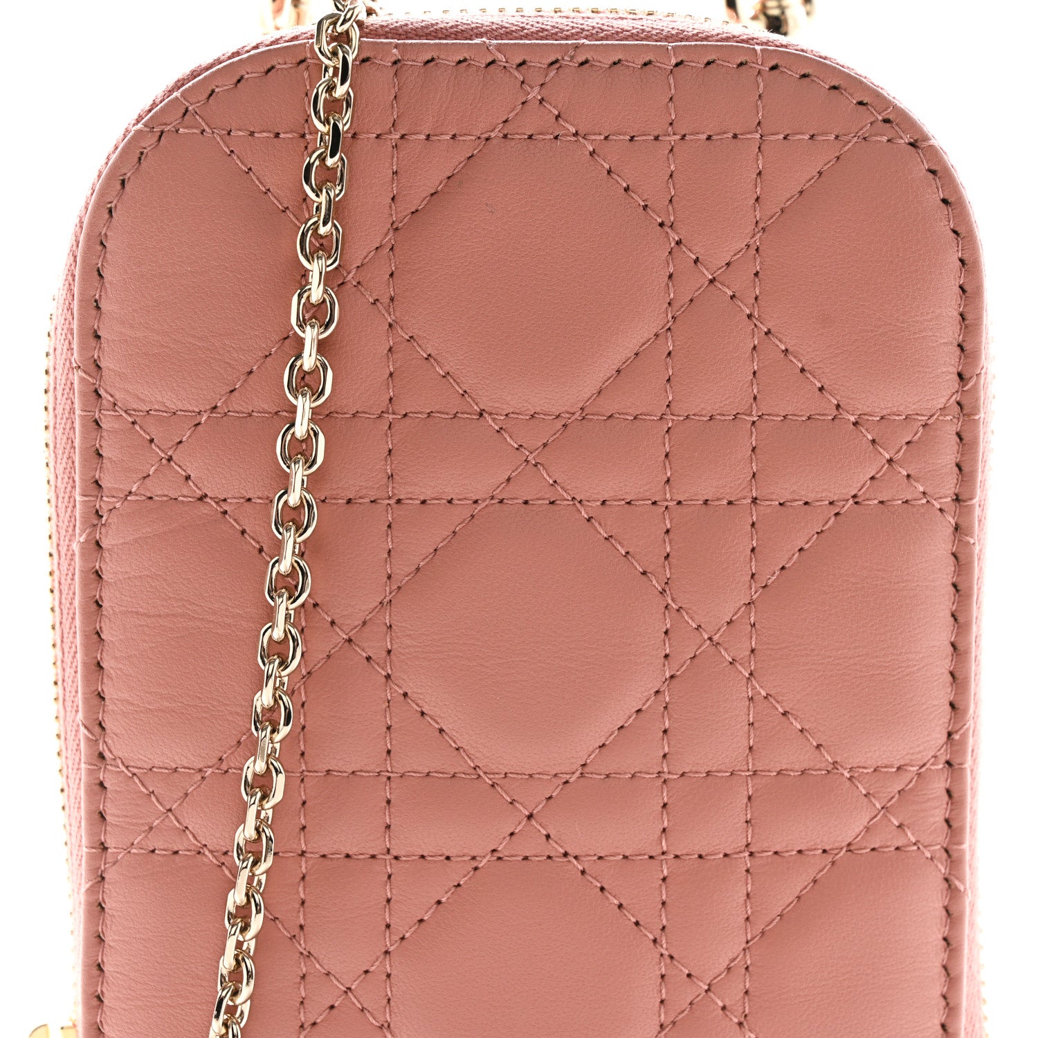 Christian Dior Lambskin Cannage Lady Dior Phone Holder Deep Nude 8 of 10