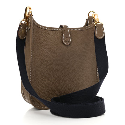 Hermes Taurillon Clemence Amazone Evelyne TPM Etoupe Bleu Indigo 3 of 11