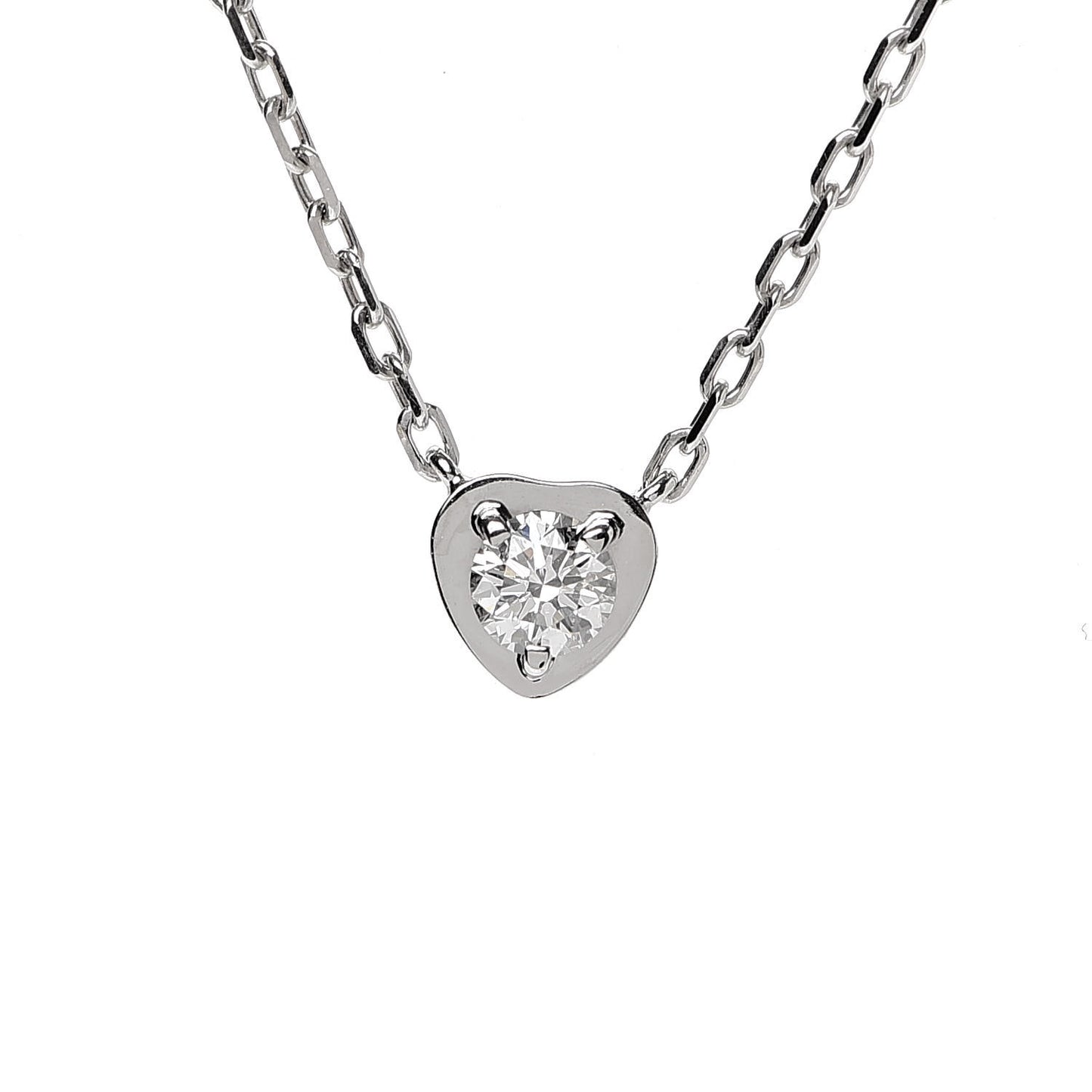 18K White Gold Diamond D'Amour Heart Pendant Necklace