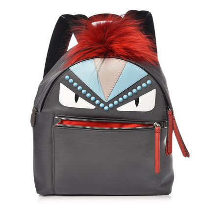 Fendi Nylon Vitello Elite Fox Goat Monster Eyes Studded Backpack Acciaio Pimento Multicolor 1 of 8