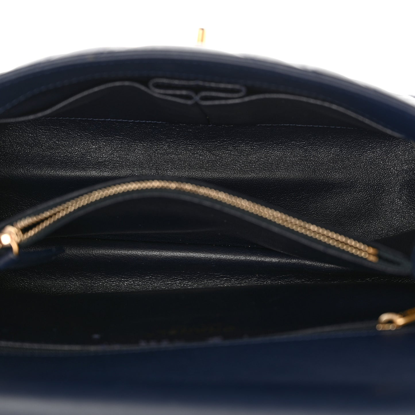Aged Calfskin Elaphe Chevron Quilted Small Coco Handle Flap Navy