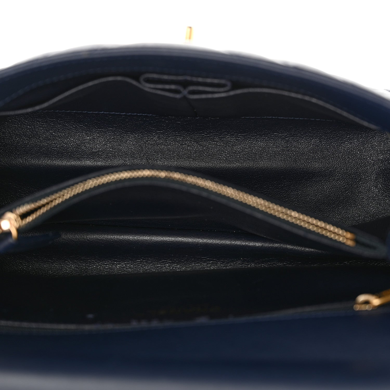 Chanel Aged Calfskin Elaphe Chevron Quilted Small Coco Handle Flap Navy 5 of 16