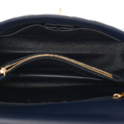Chanel Aged Calfskin Elaphe Chevron Quilted Small Coco Handle Flap Navy 5 of 16