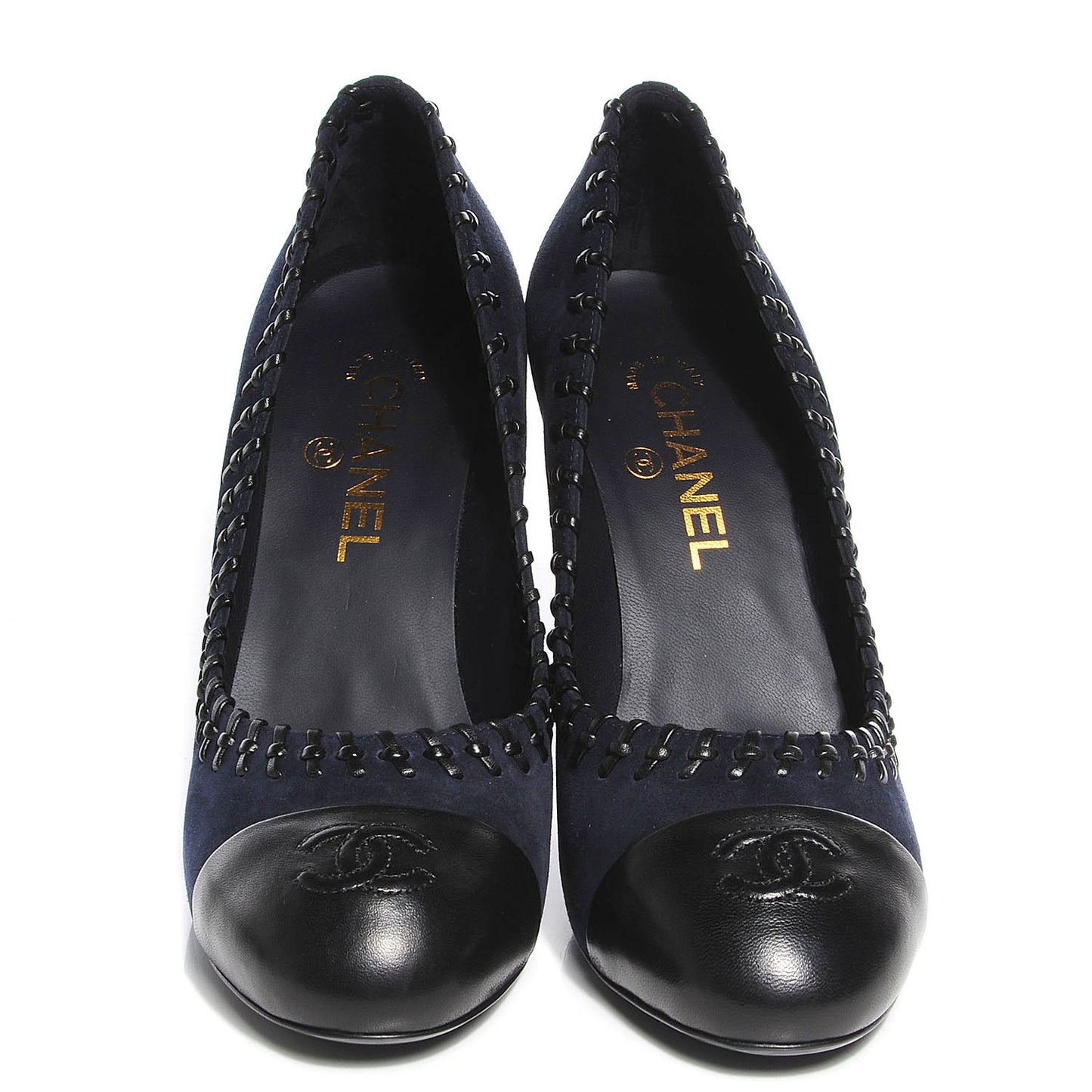 Suede CC Cap Toe Pumps 39 Navy Black