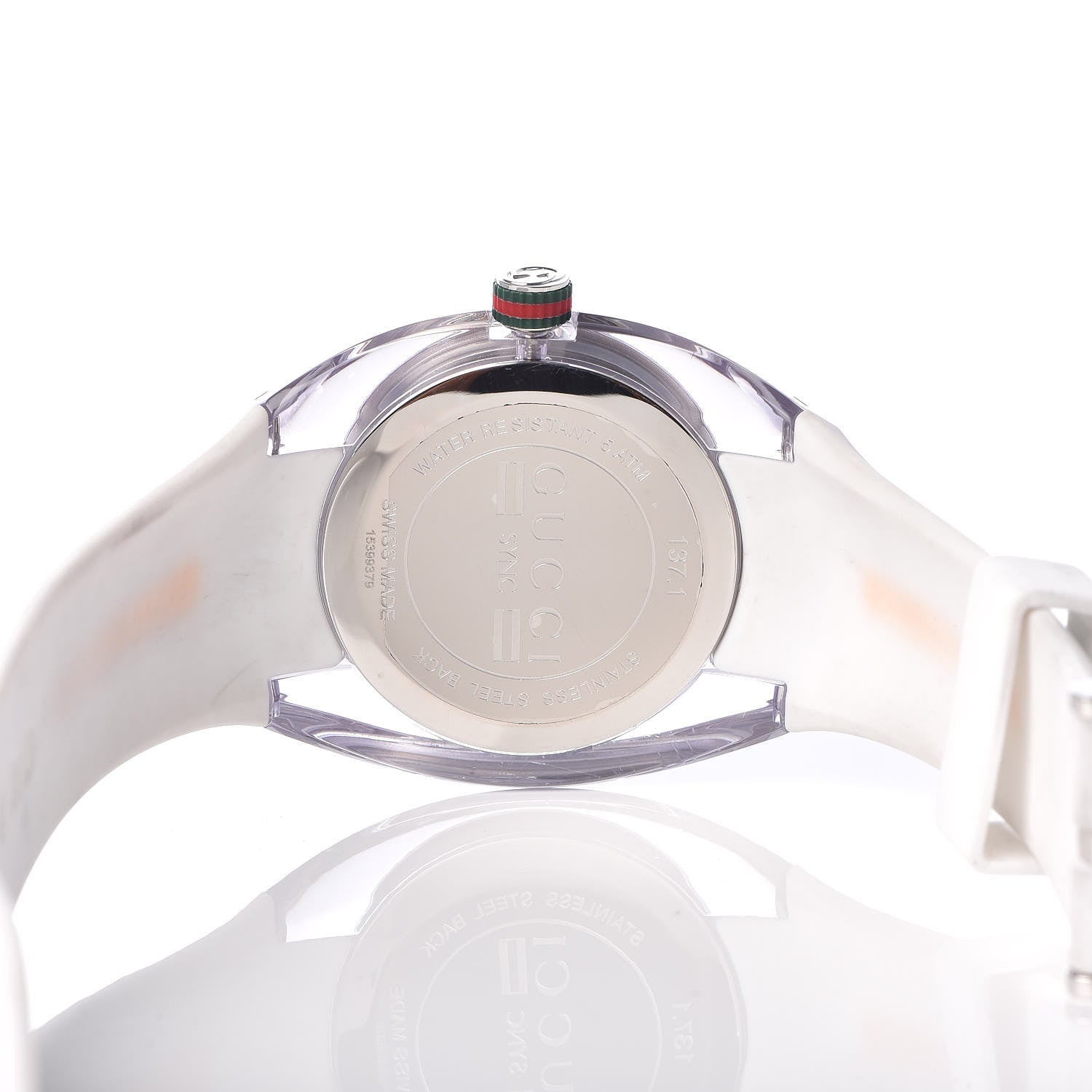Gucci Stainless Steel Rubber 46mm Sync Web Quartz Watch White 7 of 7