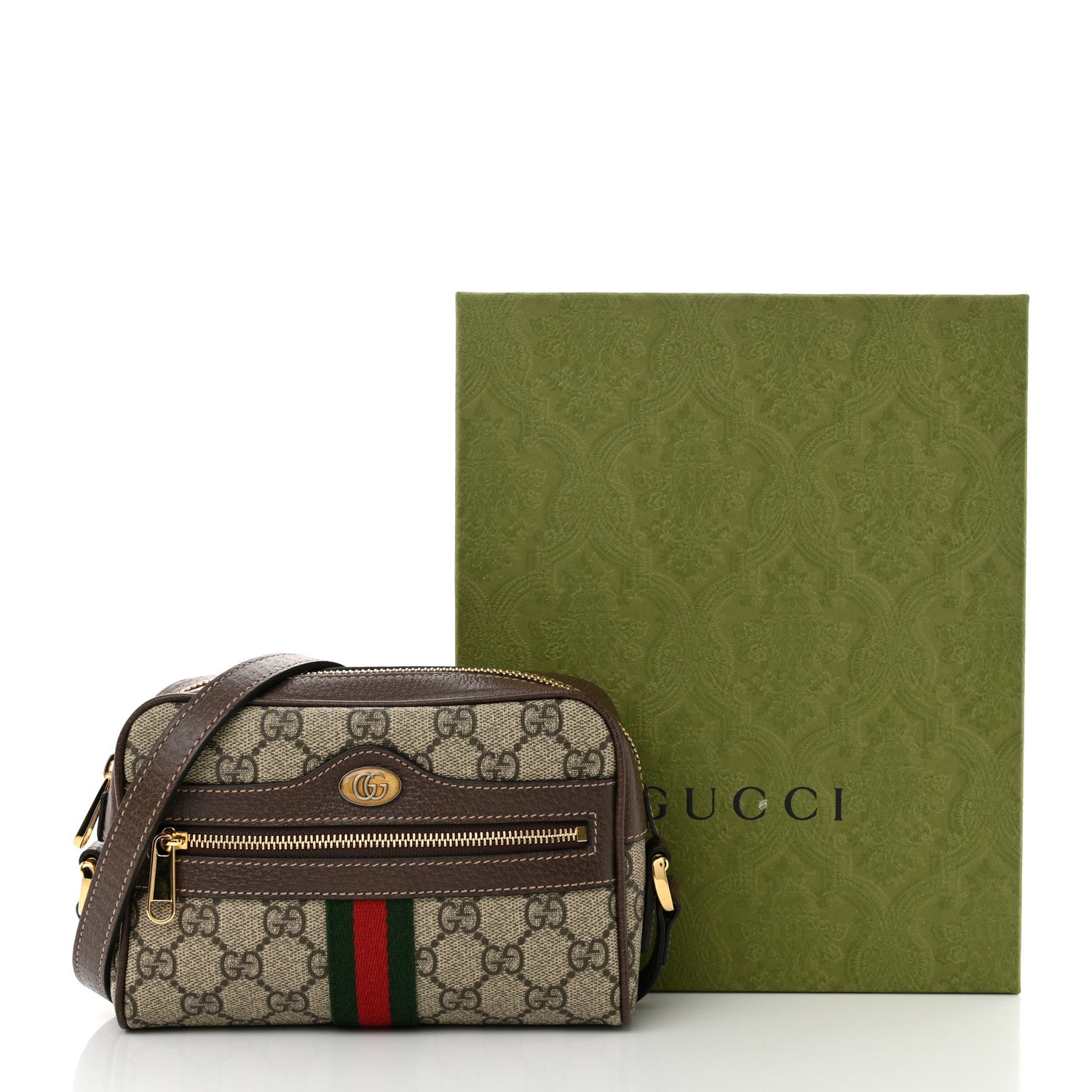 Gucci GG Supreme Monogram Web Mini Ophidia Shoulder Bag Brown 12 of 12