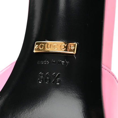 Gucci Polished Calfskin Scarlet Mid Heel Slide Sandals 36.5 Pink Plexi 7 of 10