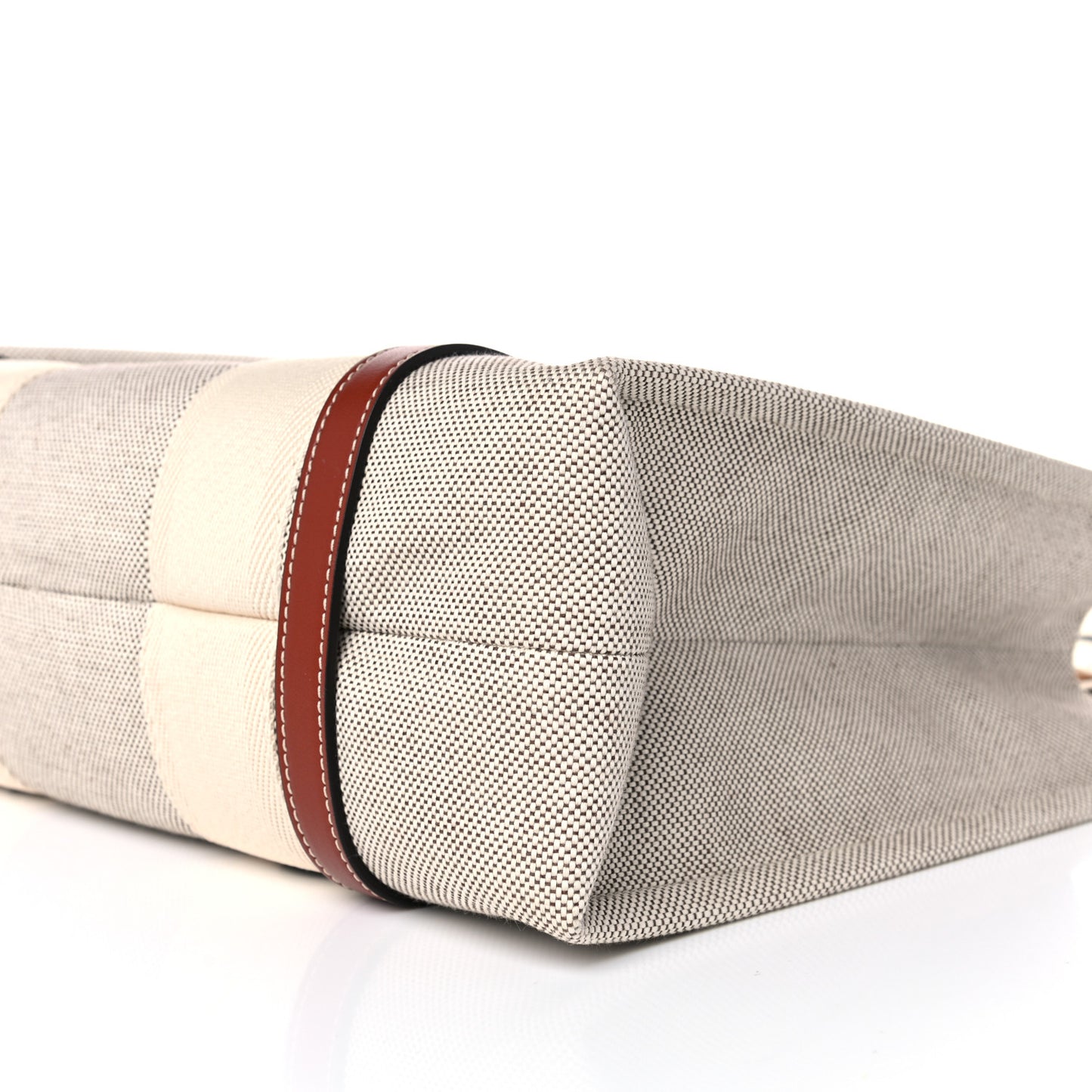 Cotton Calfskin Medium Woody Ribbon Tote White Brown