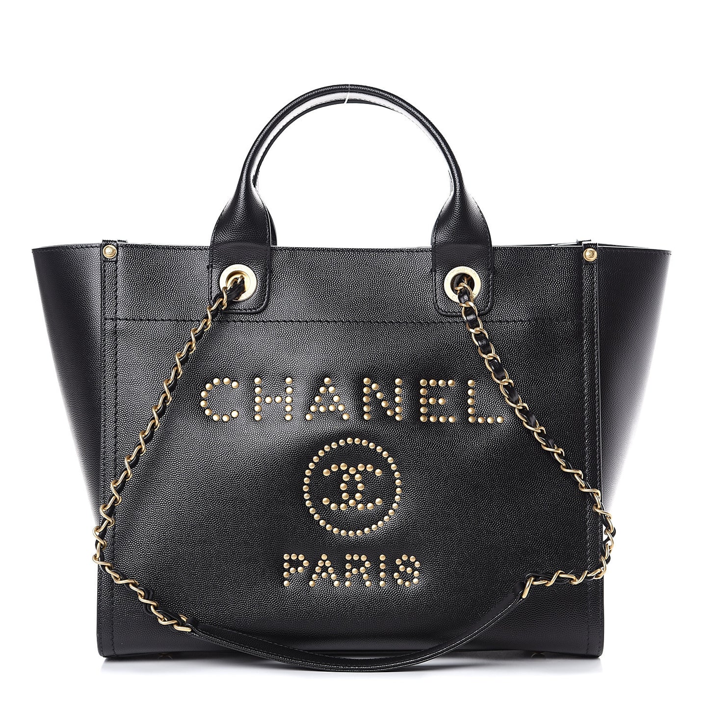 Caviar Small Studded Deauville Tote Black