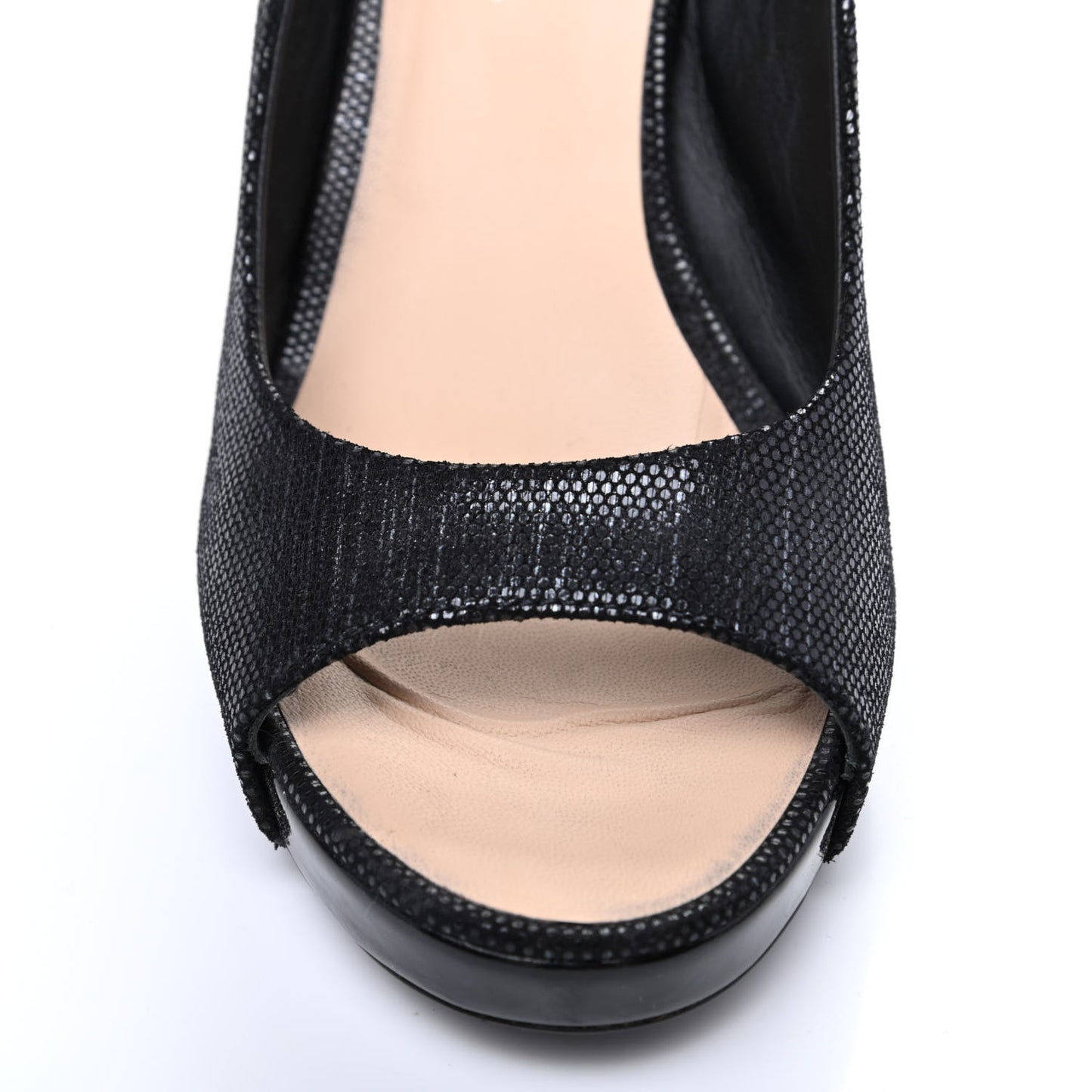 Shimmer Fabric Peep Toe Slingback Pumps 39 Black