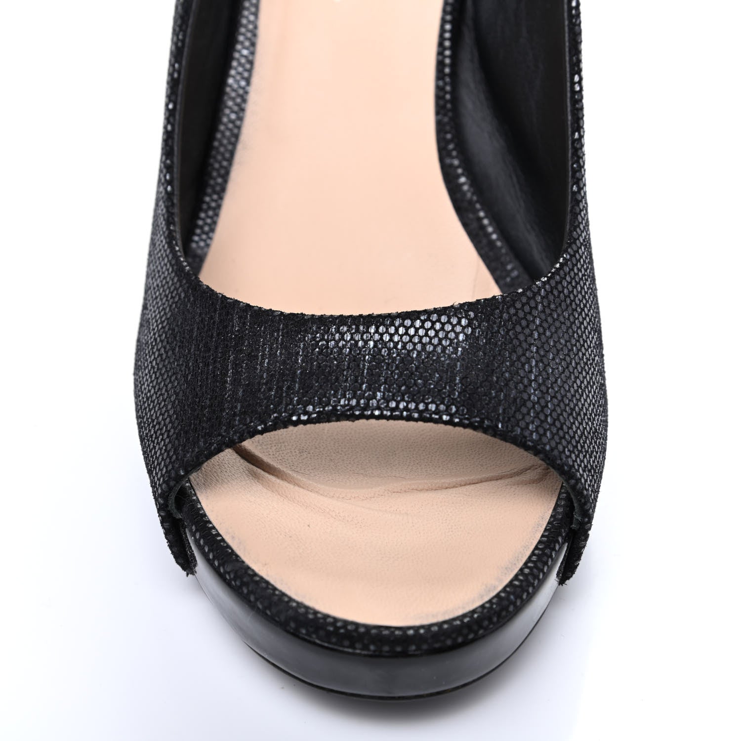 Chanel Shimmer Fabric Peep Toe Slingback Pumps 39 Black 13 of 20