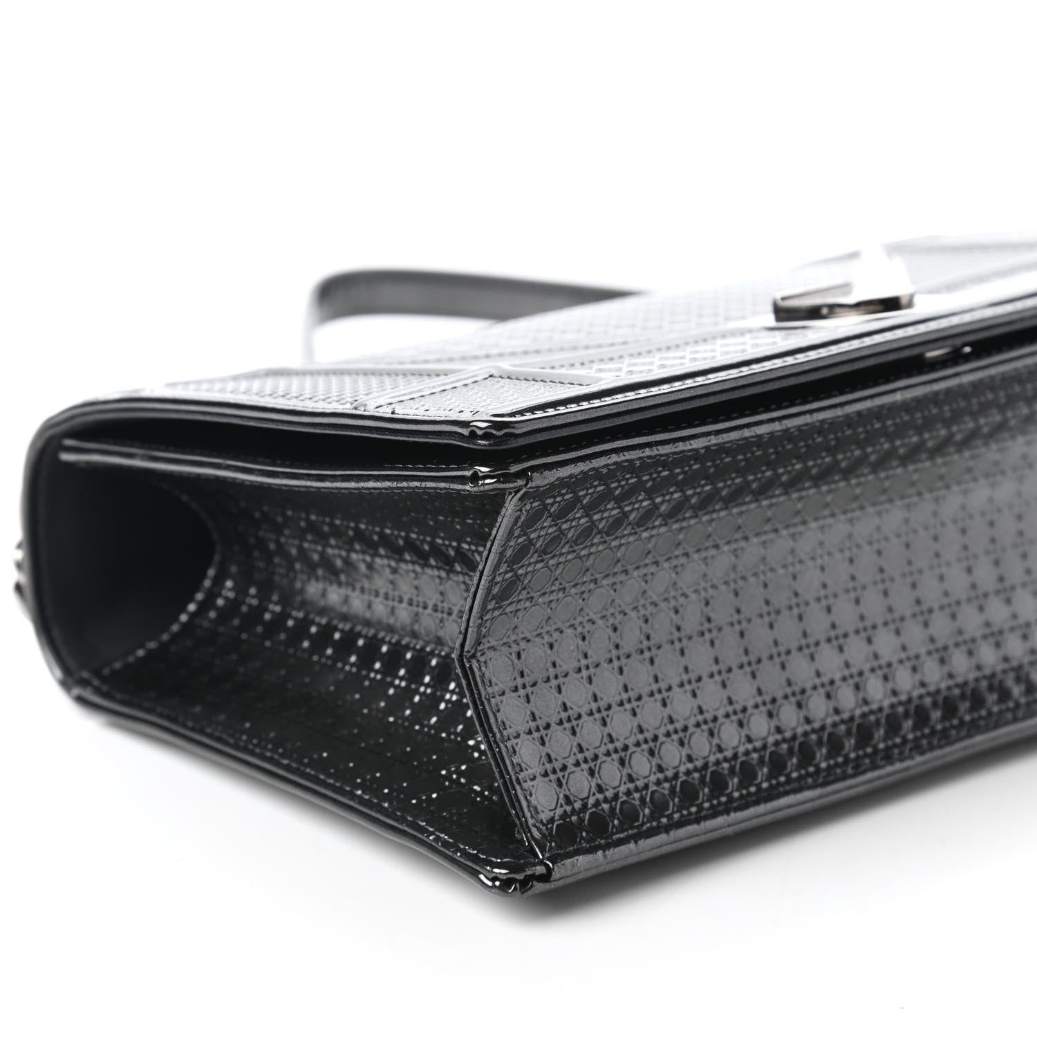 Christian Dior Metallic Patent Micro-Cannage Medium Diorama Flap Bag Onyx Black 6 of 10