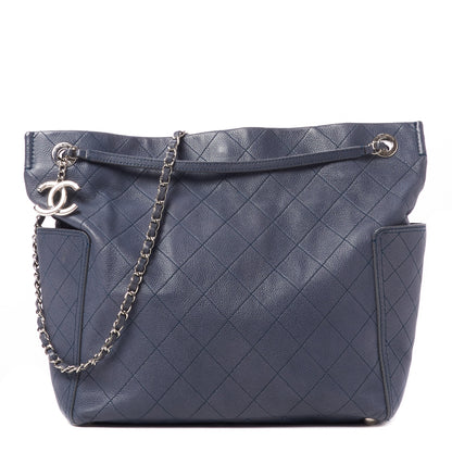 Chanel Caviar Stitched Medium CC Pocket Hobo Blue 1 of 9