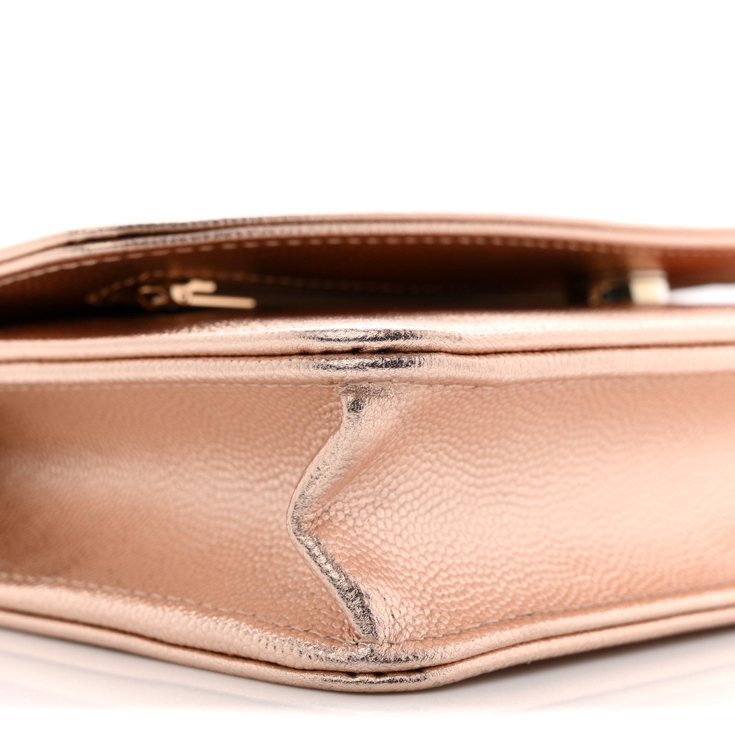 Chanel Metallic Caviar Timeless CC Wallet On Chain WOC Copper 9 of 11