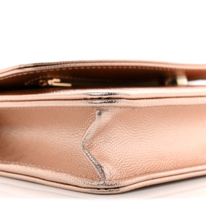 Chanel Metallic Caviar Timeless CC Wallet On Chain WOC Copper 9 of 11