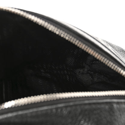 Prada Vitello Daino Logo Embossed Cross Sling Backpack Black 5 of 9