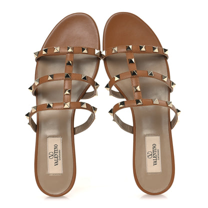 Valentino Garavani Nappa Rockstud Caged Flat Slide Sandals 38.5 Almond 2 of 11