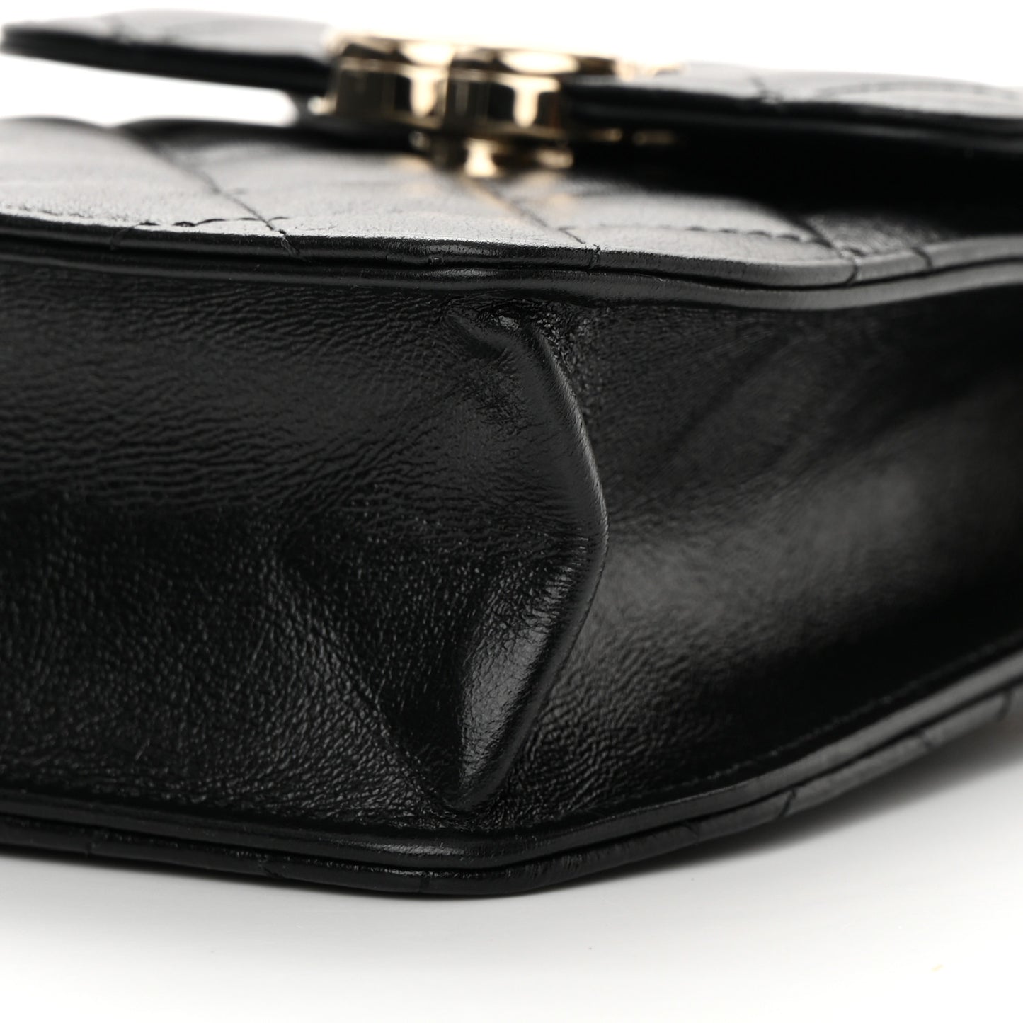 Calfskin Quilted Clutch with Chain Black