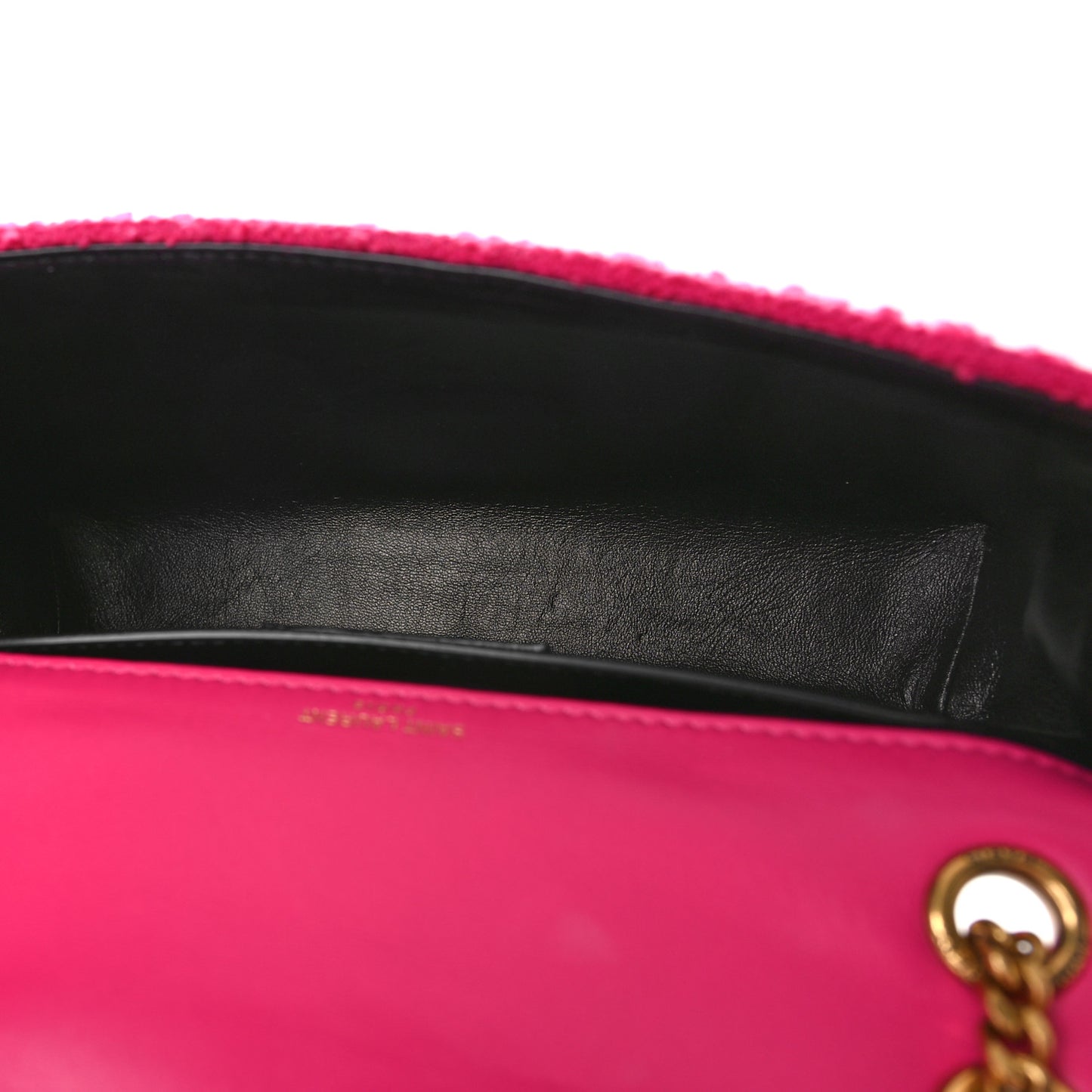 Boucle Tweed Patchwork Monogram Medium Jamie Baguette Magenta