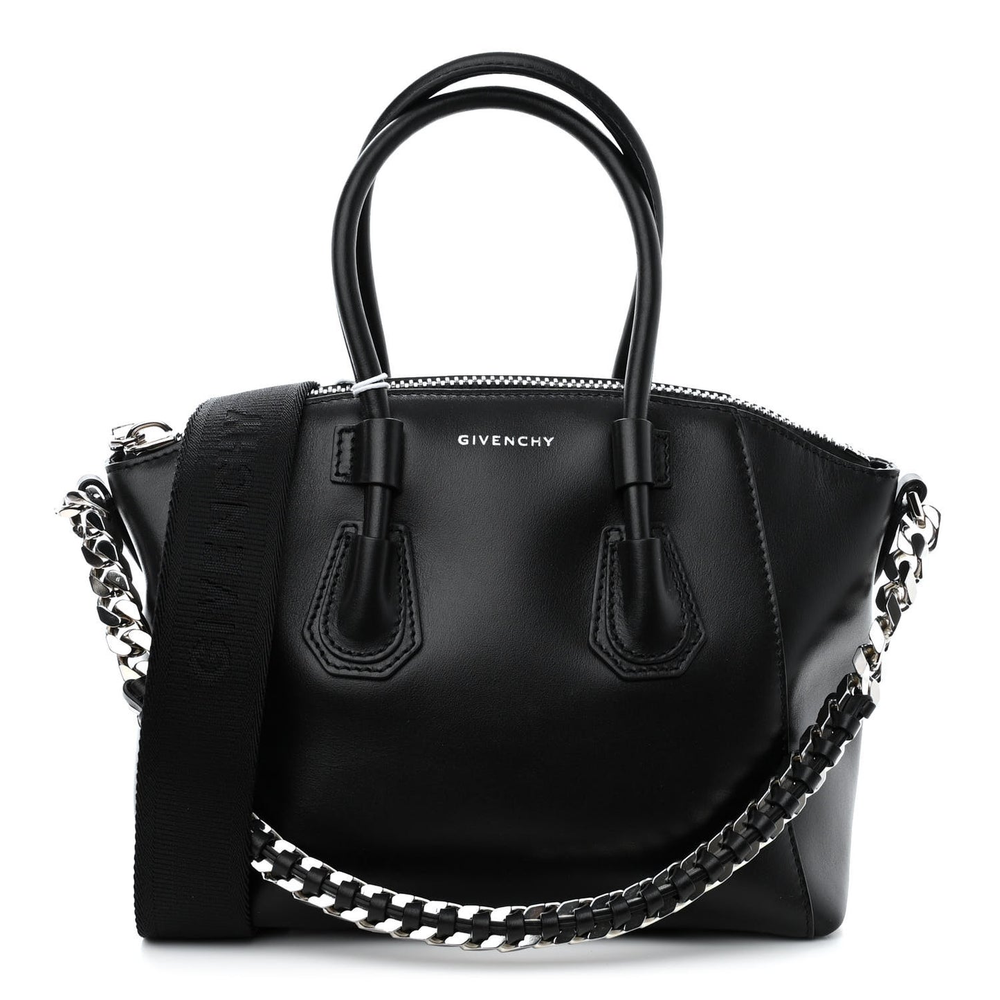 Shiny Lord Calfskin Mini Sport Antigona With Chain Black