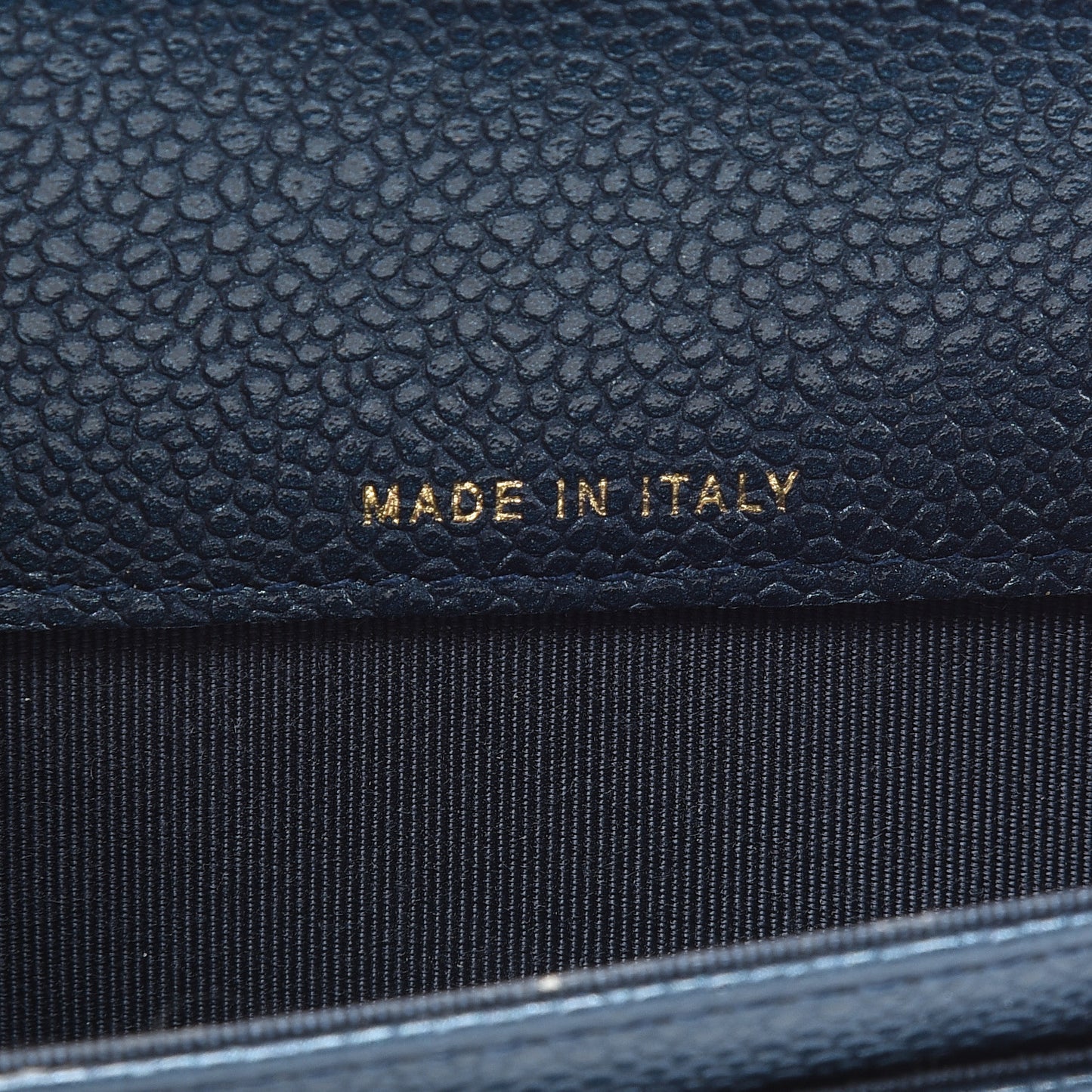 Iridescent Caviar Quilted Flap Card Holder Dark Blue
