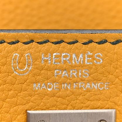 Hermes Togo Horseshoe Kelly Retourne 25 Jaune Ambre Vert Cypress 6 of 11