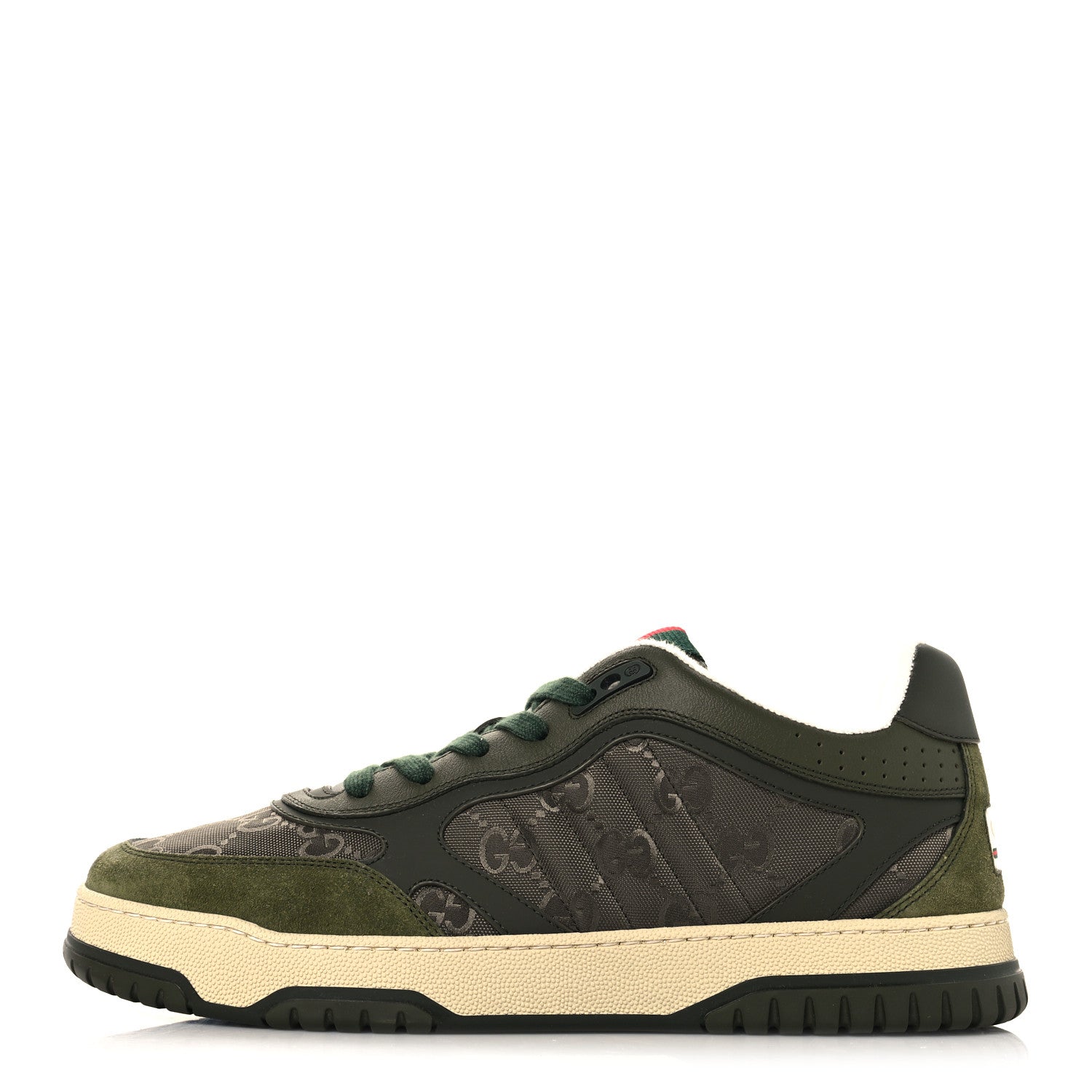 Gucci Nylon Suede Calfskin Mens Re-Web Sneakers 9.5 Dark Green 1 of 9