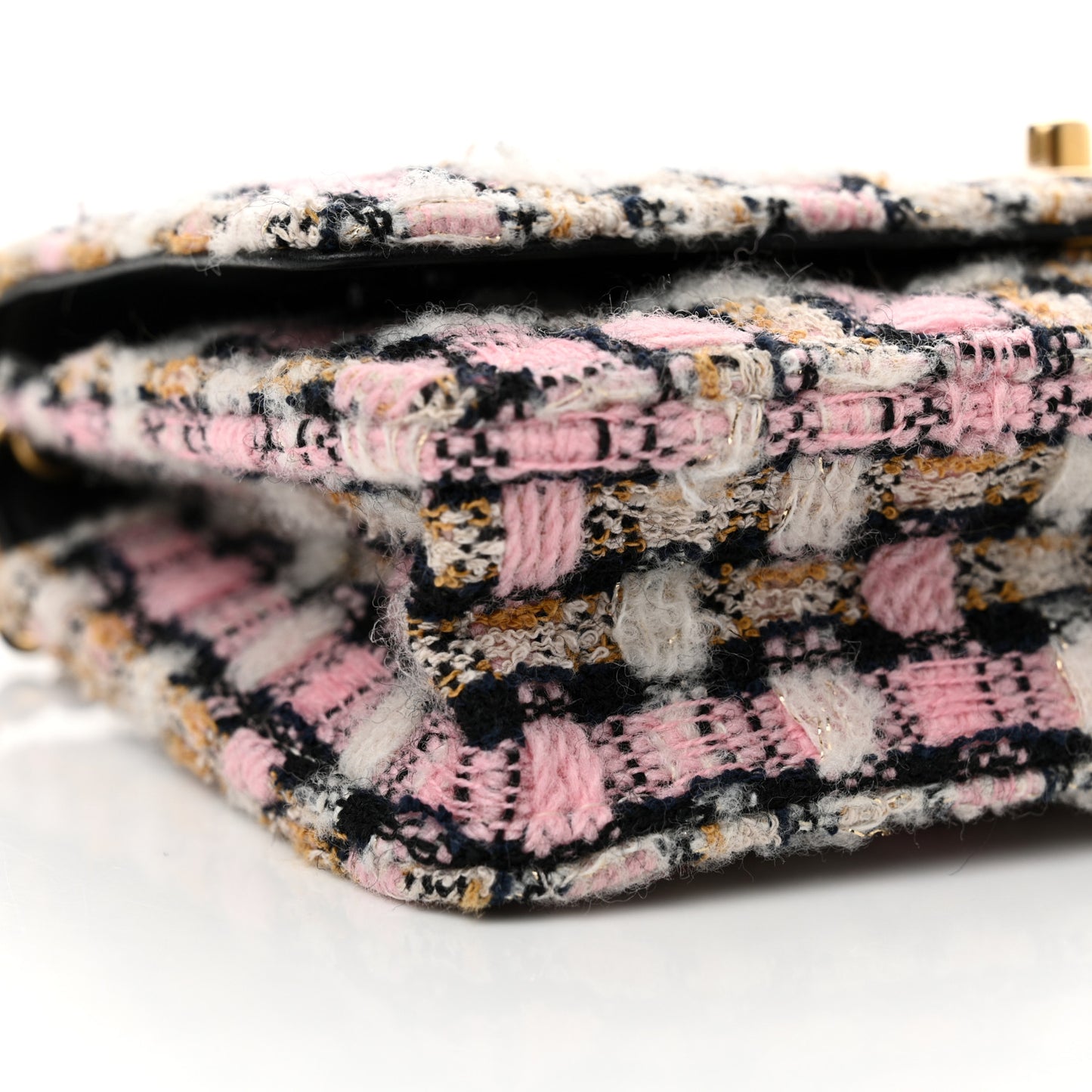 Tweed Quilted CC Pearl Crush Wallet On Chain WOC Pink Multicolor