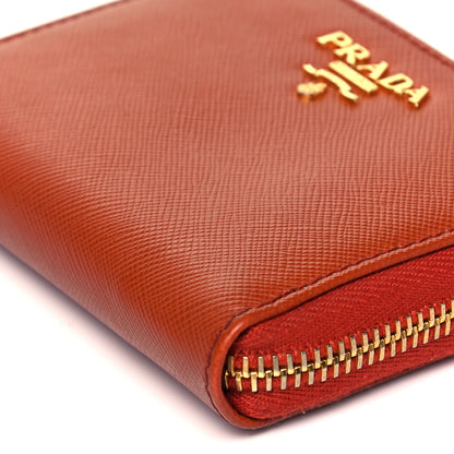 Prada Saffiano Metal Coin Purse Papaya 9 of 9