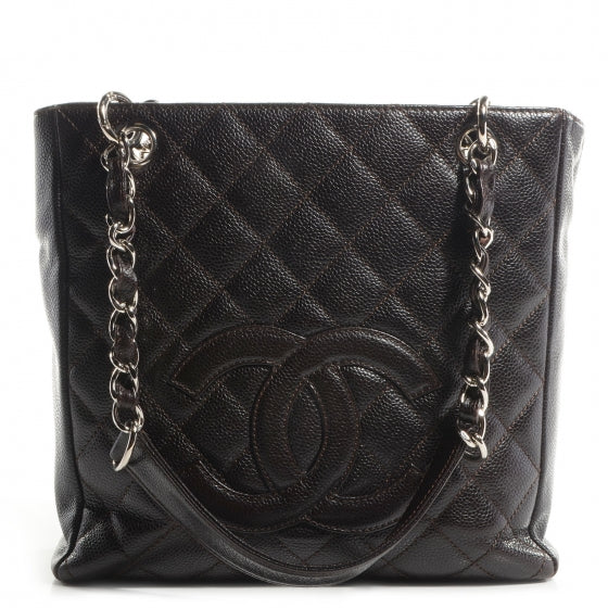 Chanel Caviar Petit Shopping Tote PST Dark Brown 1 of 7