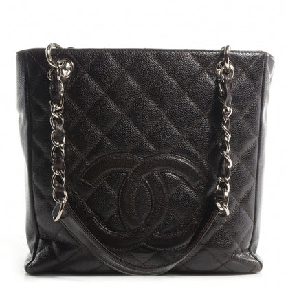 Chanel Caviar Petit Shopping Tote PST Dark Brown 1 of 7