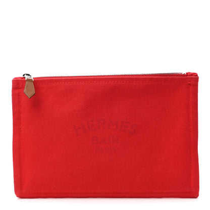 Hermes Toile Flat Yachting Pouch Rouge 1 of 6