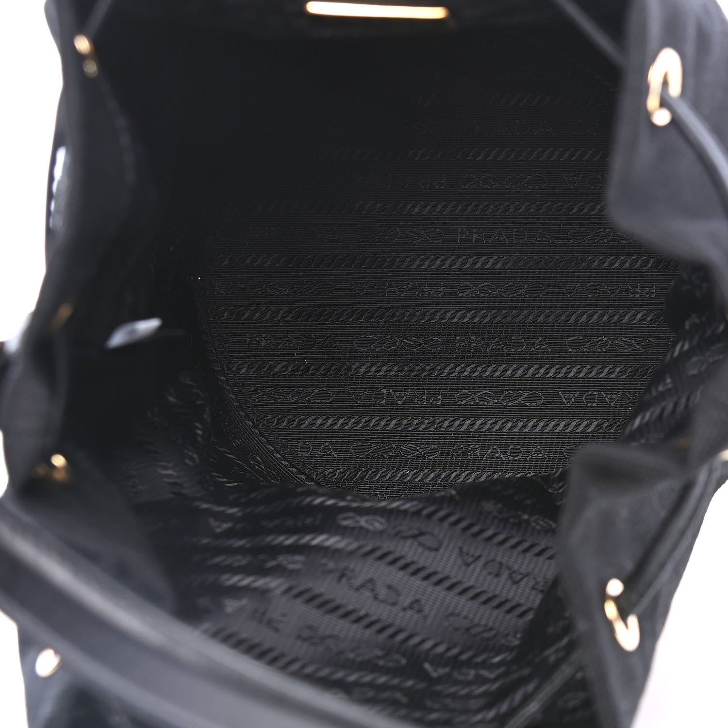 Prada Wicker Canvas Bucket Bag Black 4 of 4
