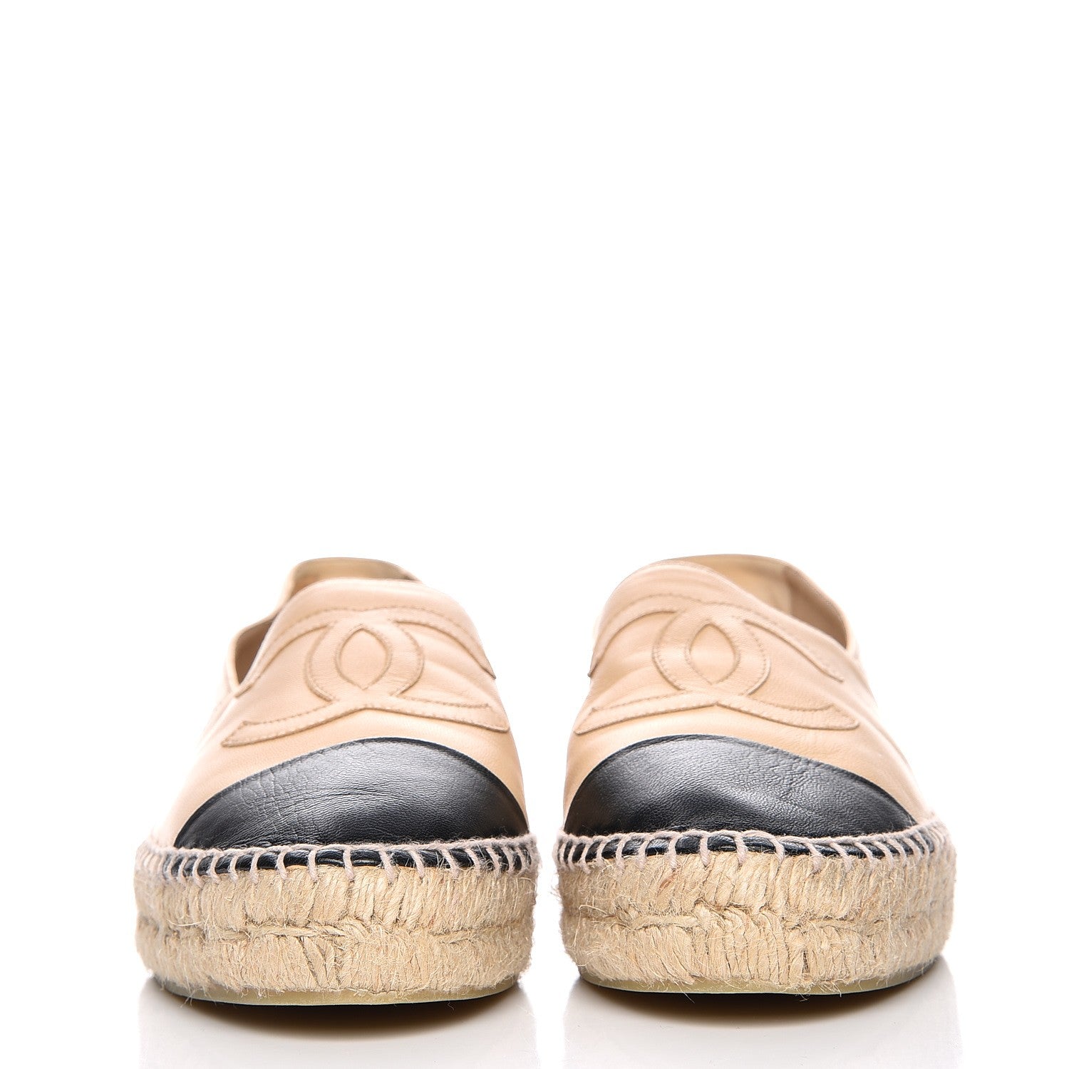 Chanel Lambskin CC Espadrilles 38 Beige Black 4 of 12