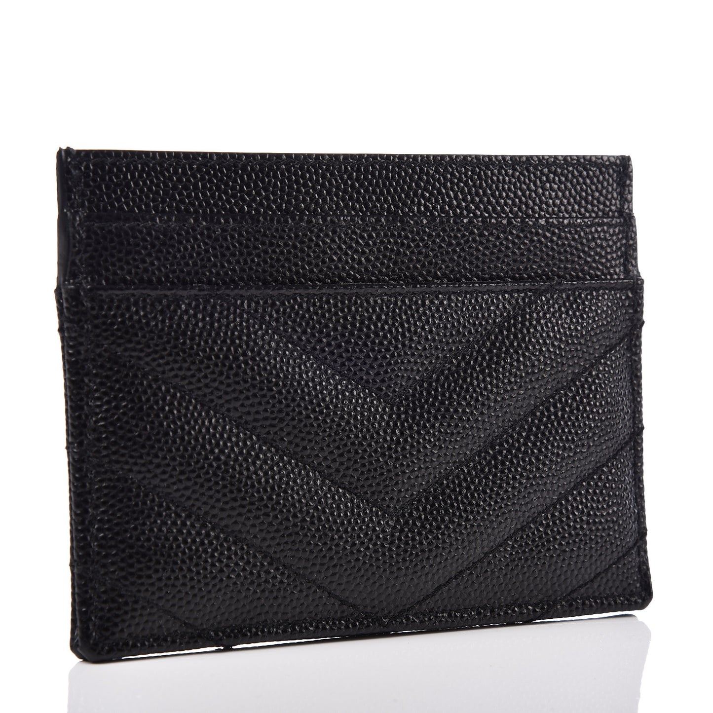 Grain De Poudre Matelasse Chevron Monogram Credit Card Case Black