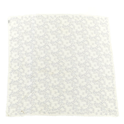 Chanel Cashmere Silk CC Scarf White Gray 1 of 4