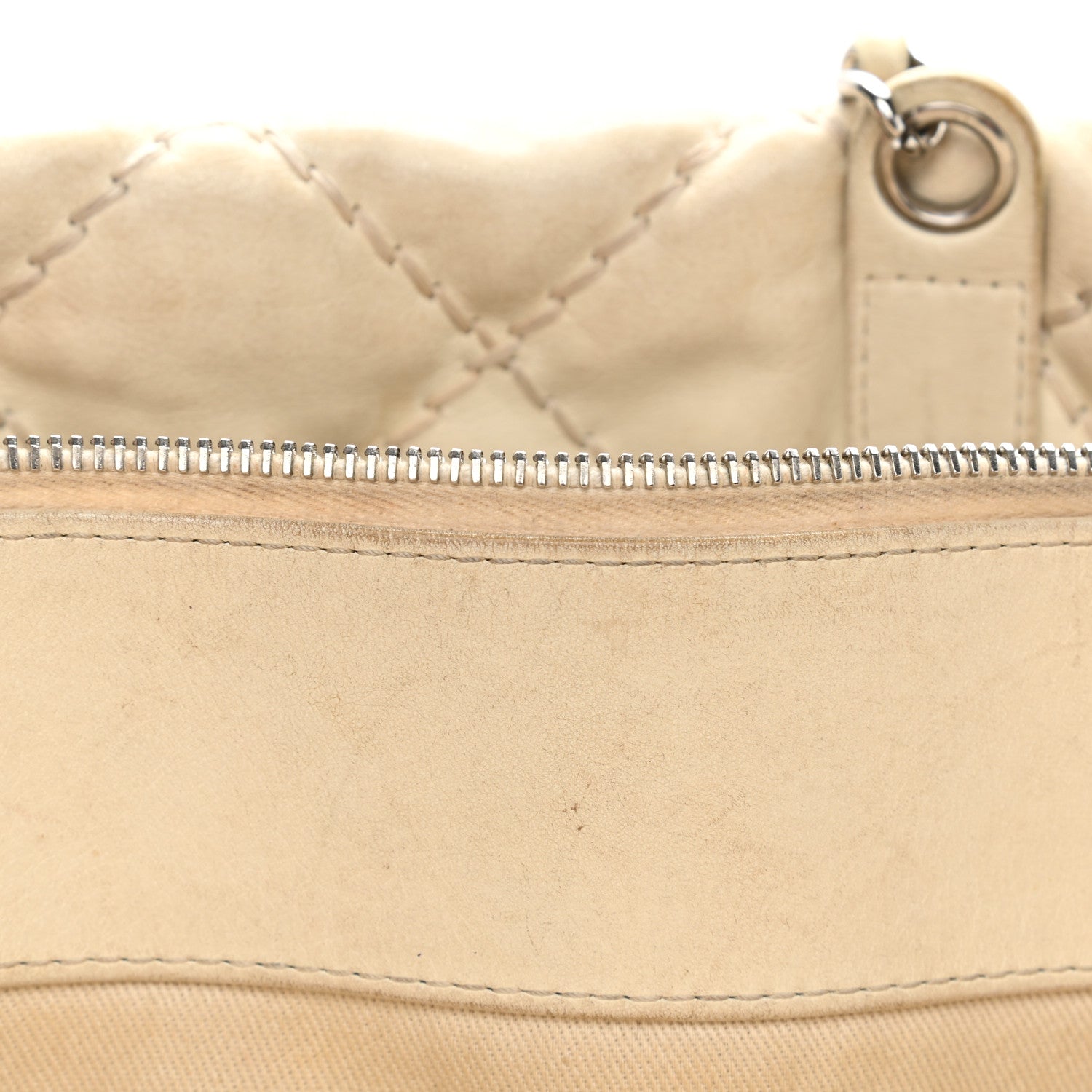 Chanel Calfskin Contrast Stitch Tote Beige 12 of 17