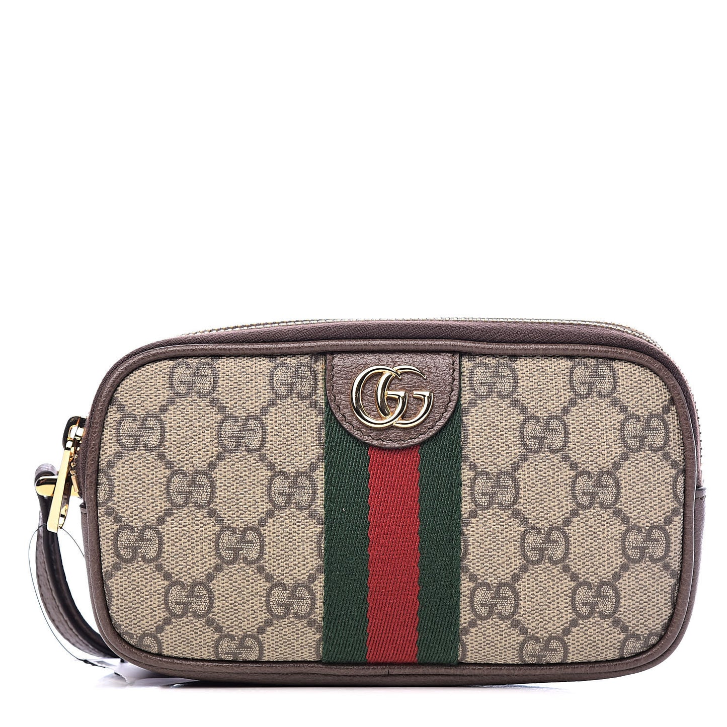 GG Supreme Monogram Web Ophidia Wristlet Beige New Acero