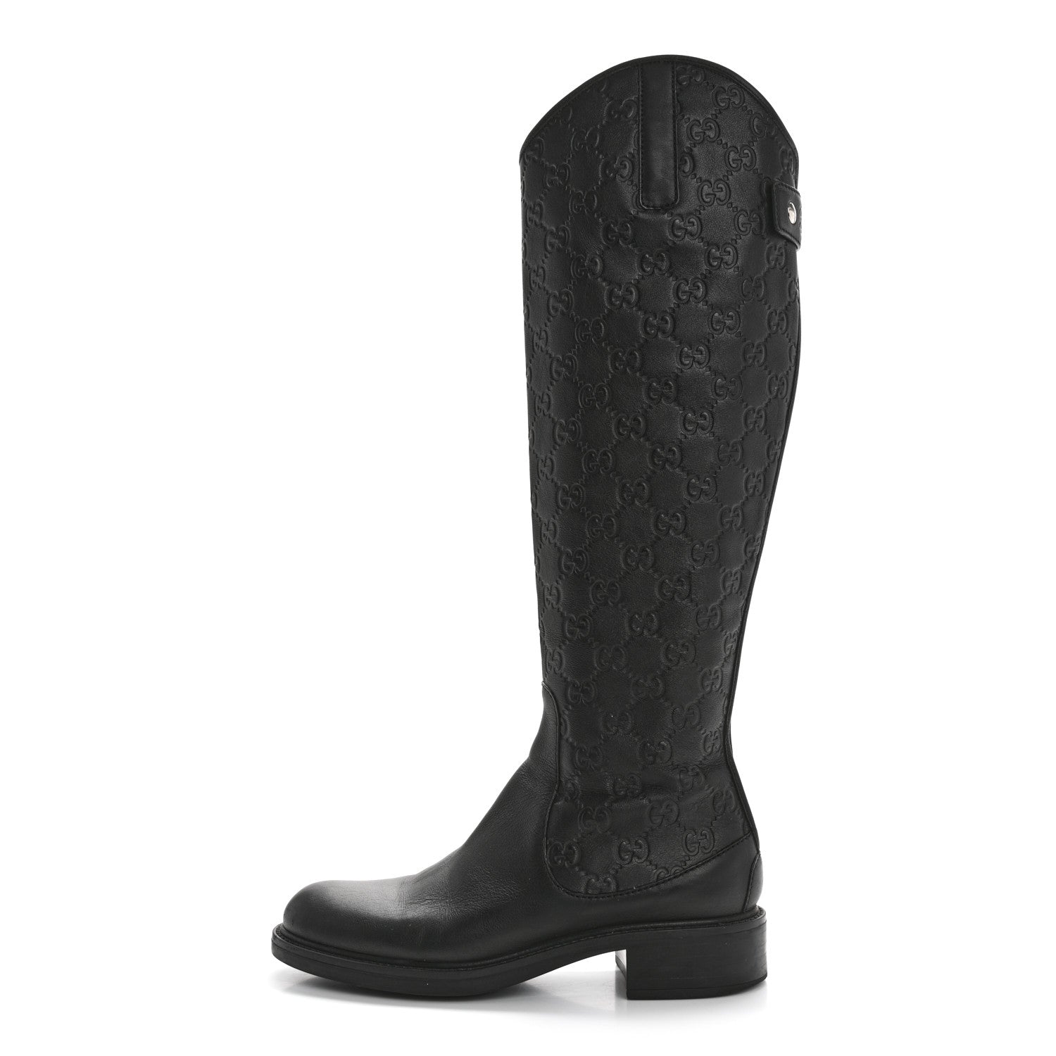 Gucci Guccissima Calfskin Miro Soft Knee High Riding Boots 35 Black 1 of 8