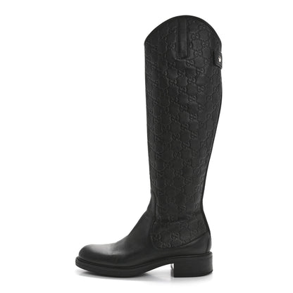 Gucci Guccissima Calfskin Miro Soft Knee High Riding Boots 35 Black 1 of 8