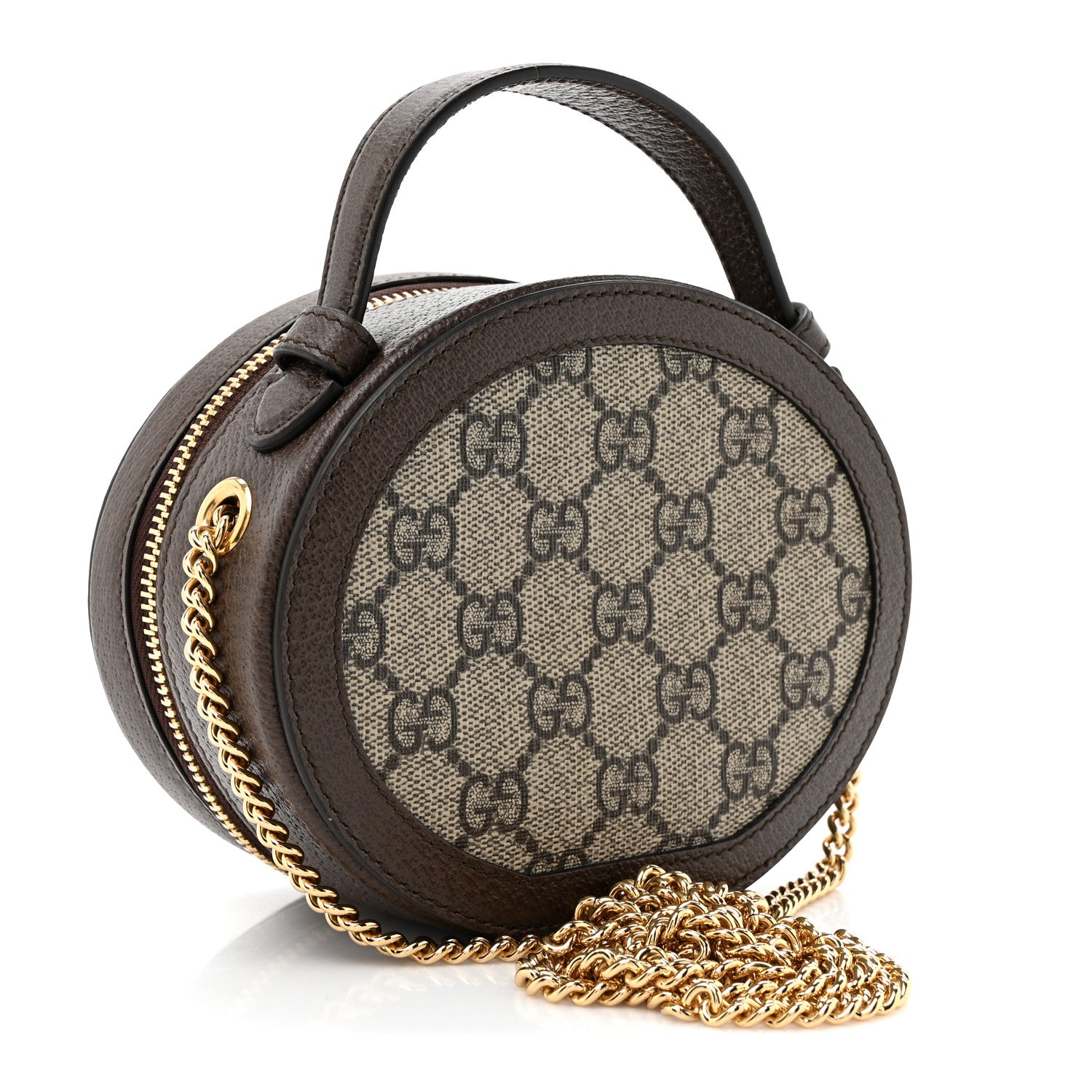 Gucci GG Supreme Monogram Top Handle Web Mini Ophidia Round Shoulder Bag Brown 3 of 11