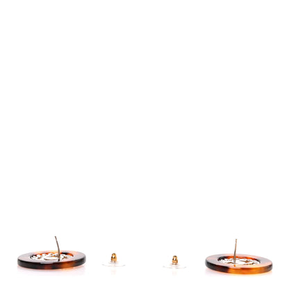 Chanel Resin CC Earrings Tortoise Gold 4 of 5