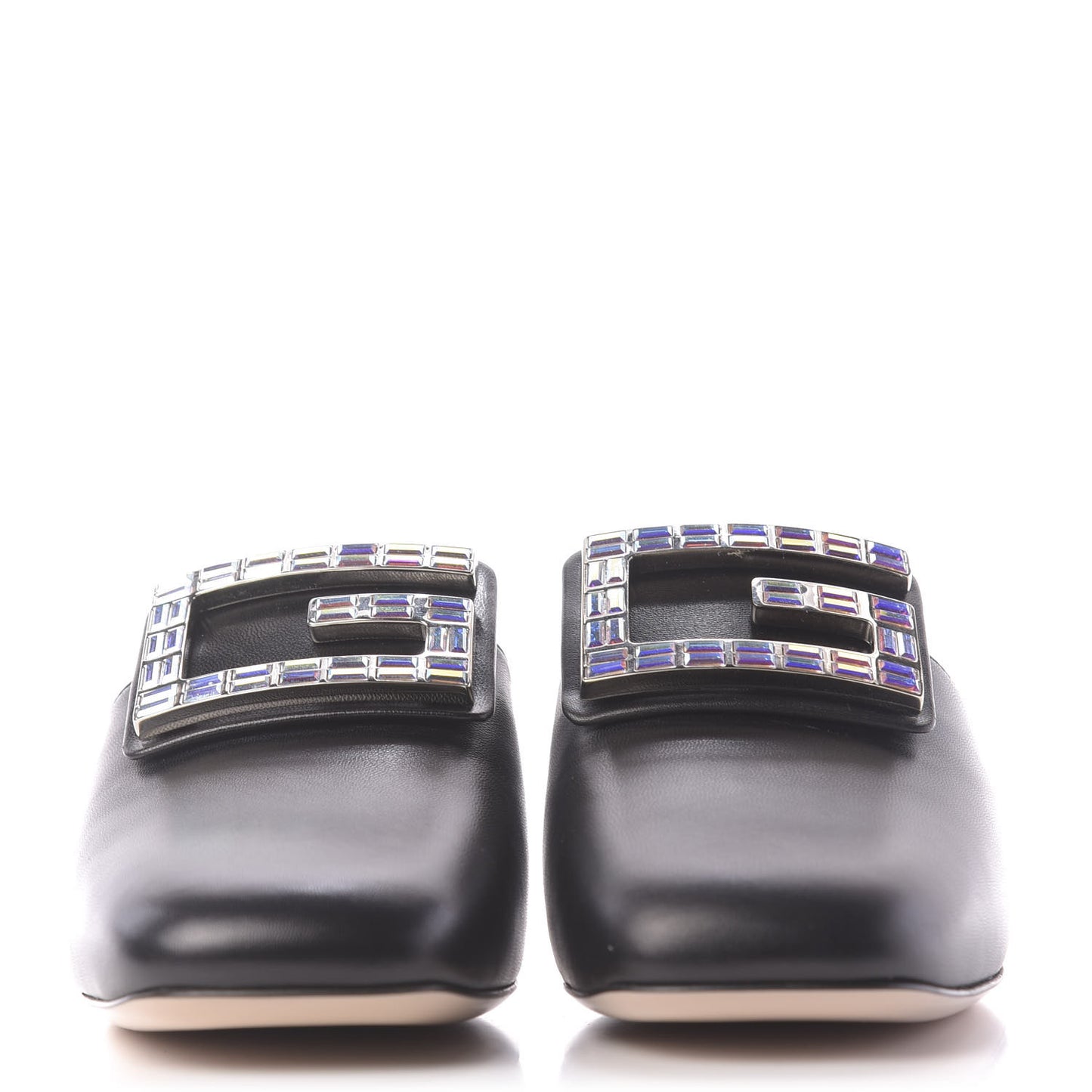 Malaga Kid Crystal Square G Madelyn Mules 38.5 Black