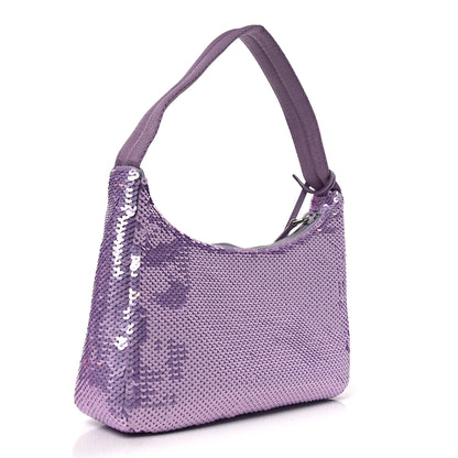 Prada Paillettes Sequin Mini Re-Edition 2000 Bag Lilium Black 3 of 9