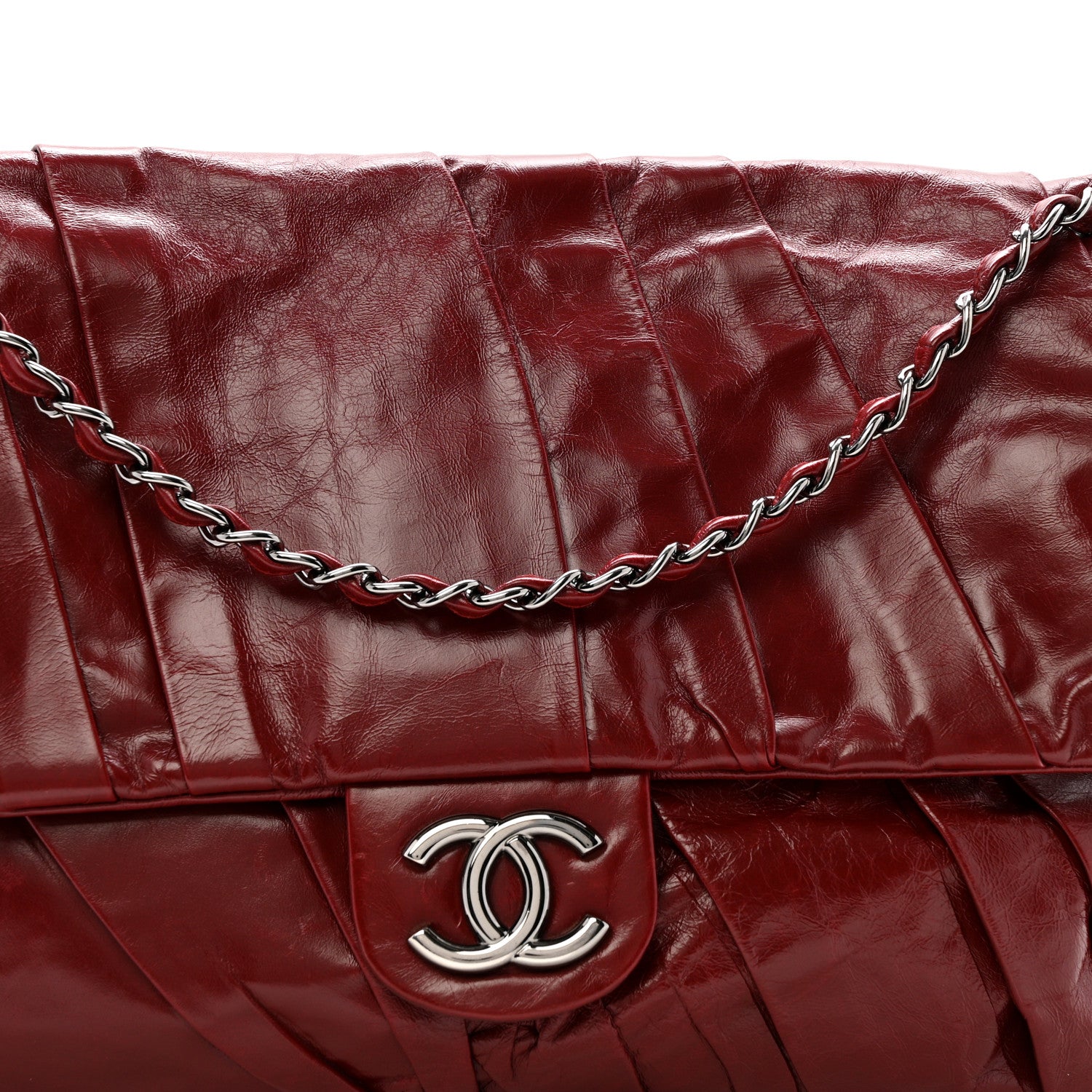 Chanel Glazed Calfskin Twisted Maxi Flap Red 8 of 13