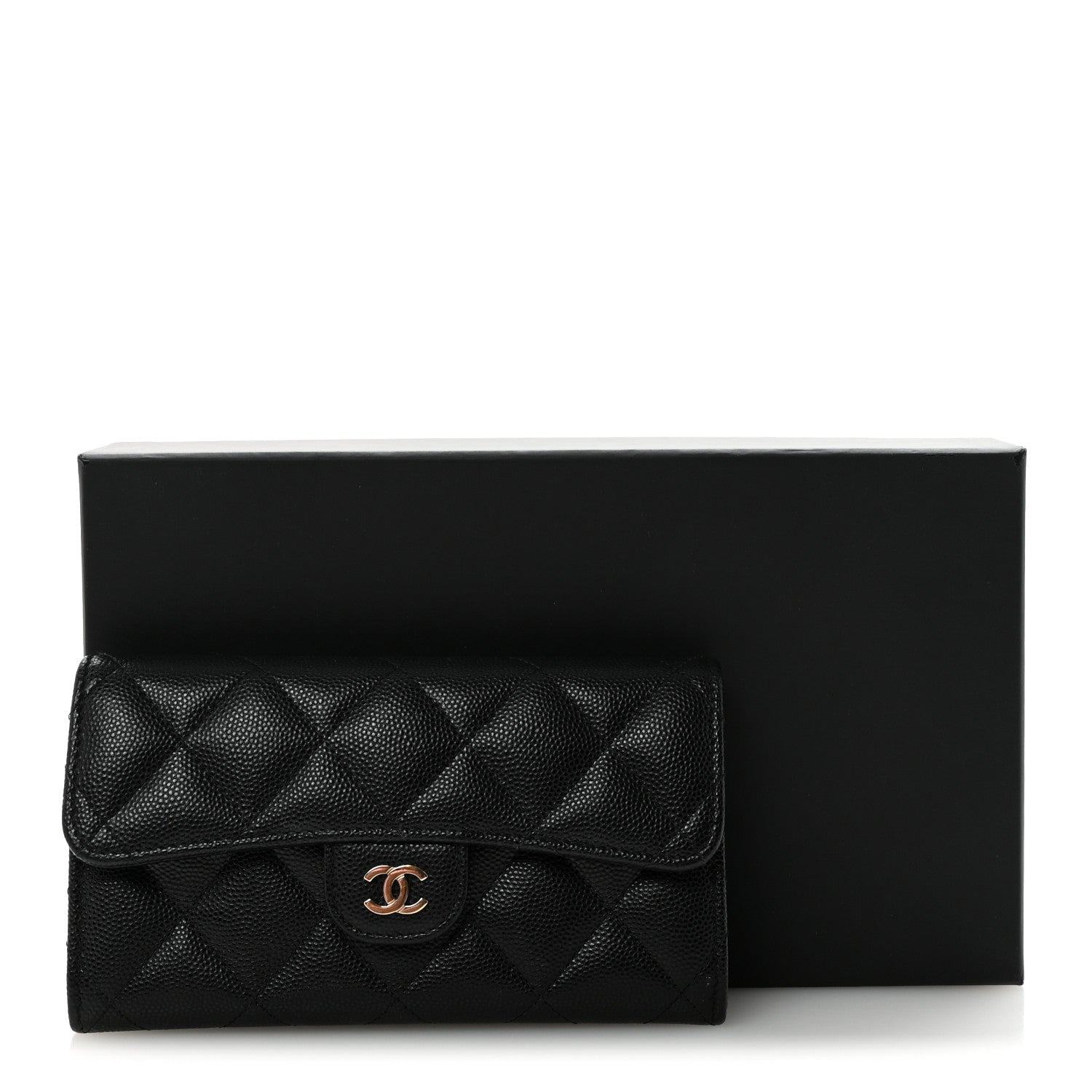 Chanel Caviar Quilted Medium Gusset Flap Wallet Black 9 of 9