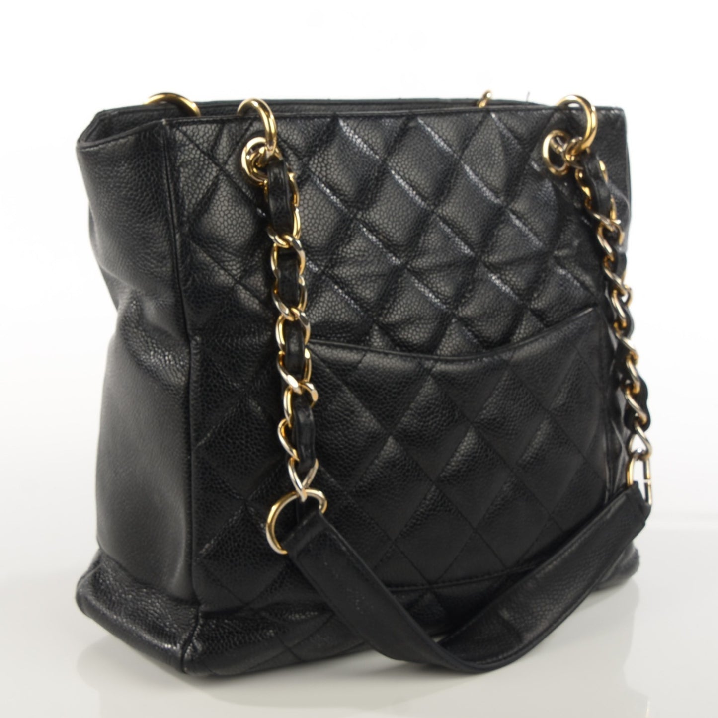 Caviar Quilted Petit Shopping Tote PST Black