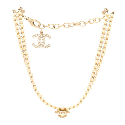 Chanel Pearl Crystal CC Choker Necklace Gold 3 of 5