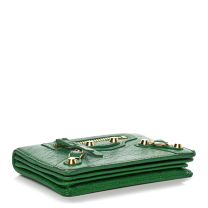Balenciaga Agneau Arena Classic Gold Hardware Mini Wallet Vert Trefle 4 of 18
